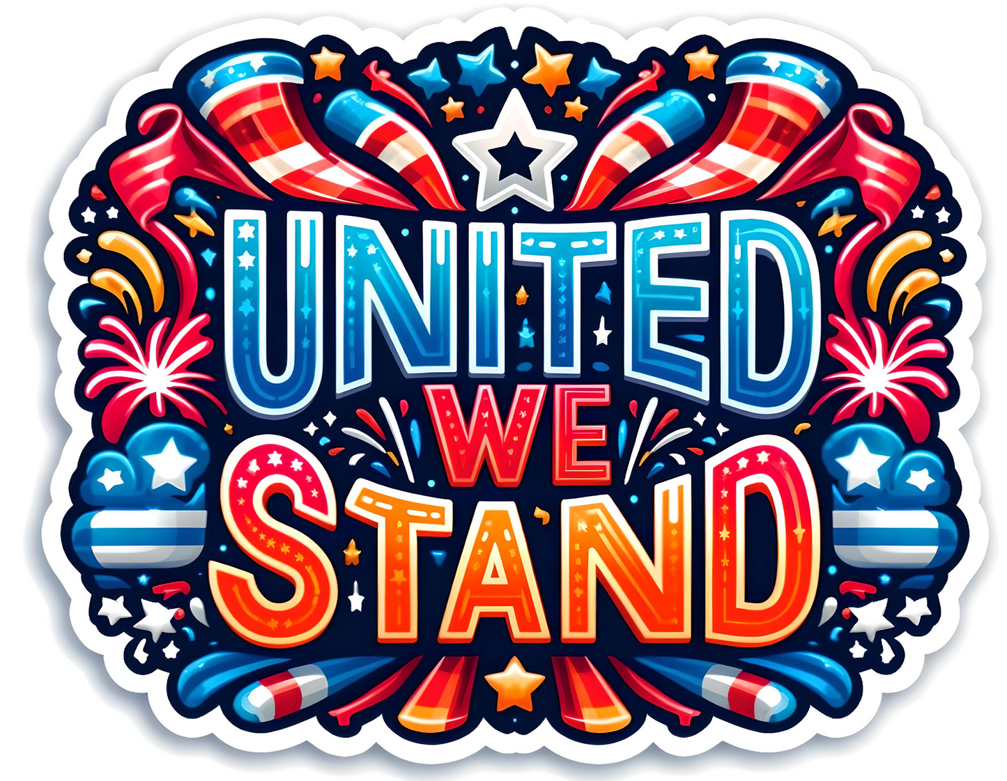 UNITED WE STAND Stickers, Independence Day Stickers American Patriotic Stickers, 4th of July Decorations for Kids Adults, Fourth of July Stickers Vinyl Decals for Water Bottles
