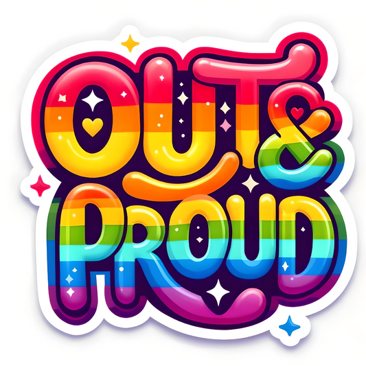 OUD & PROUD Stickers, LGBTQ Rainbow Stickers, Vinyl LGBT Gay Pride Stickers for Laptops, Water Bottles, Luggage, Scrapbooking