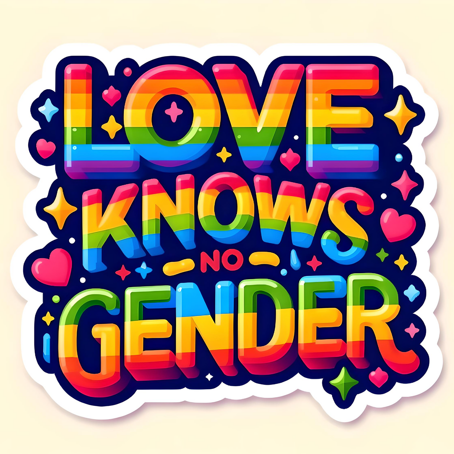 LOVE KNOWS NO GENDER Stickers, LGBTQ Rainbow Stickers, Vinyl LGBT Gay Pride Stickers for Laptops, Water Bottles, Luggage, Scrapbooking