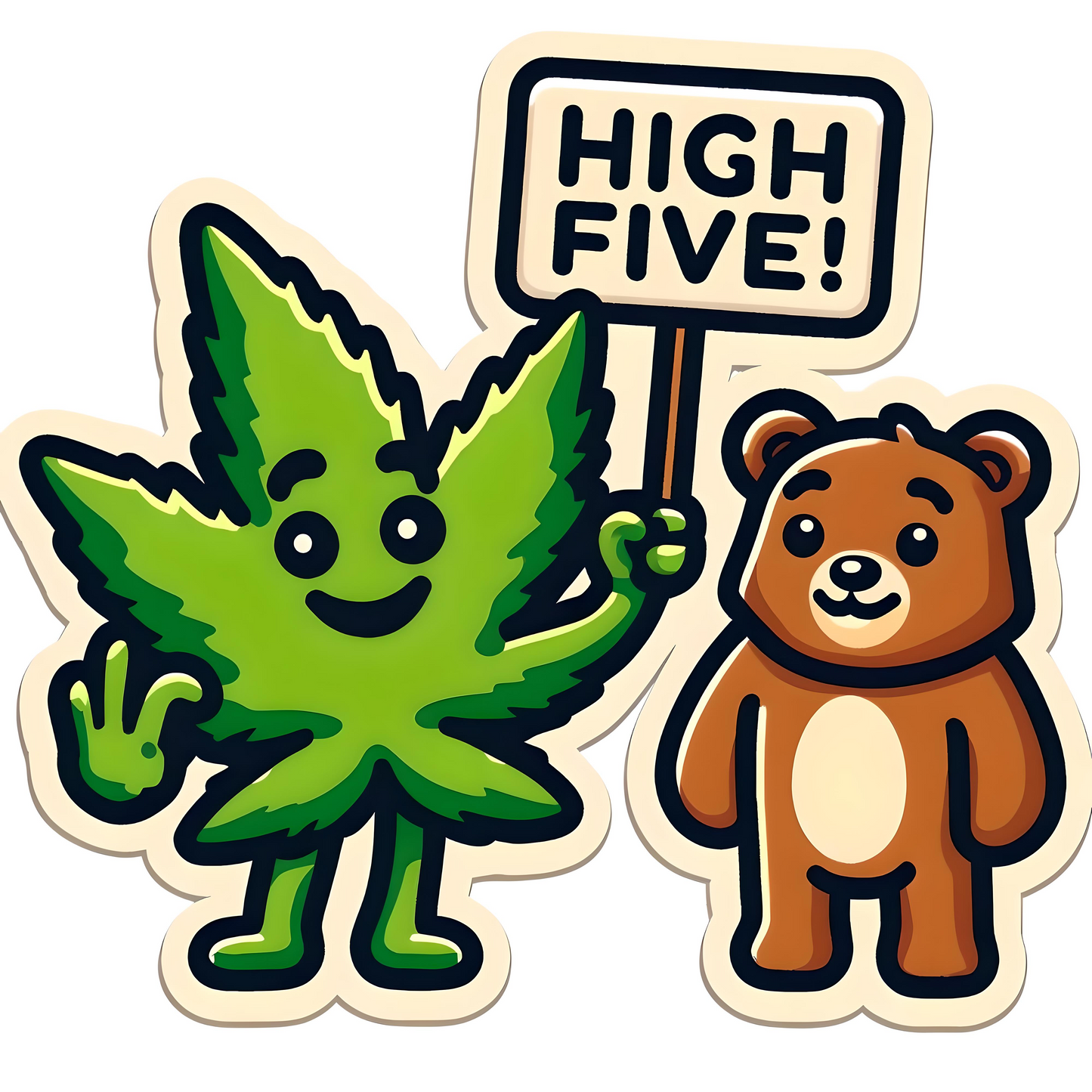 HIGH FIVE BEAR Weed Stickers Pack for Adults,Vinyl Waterproof Marijuana Sticker Decals for Skateboard Water Bottles