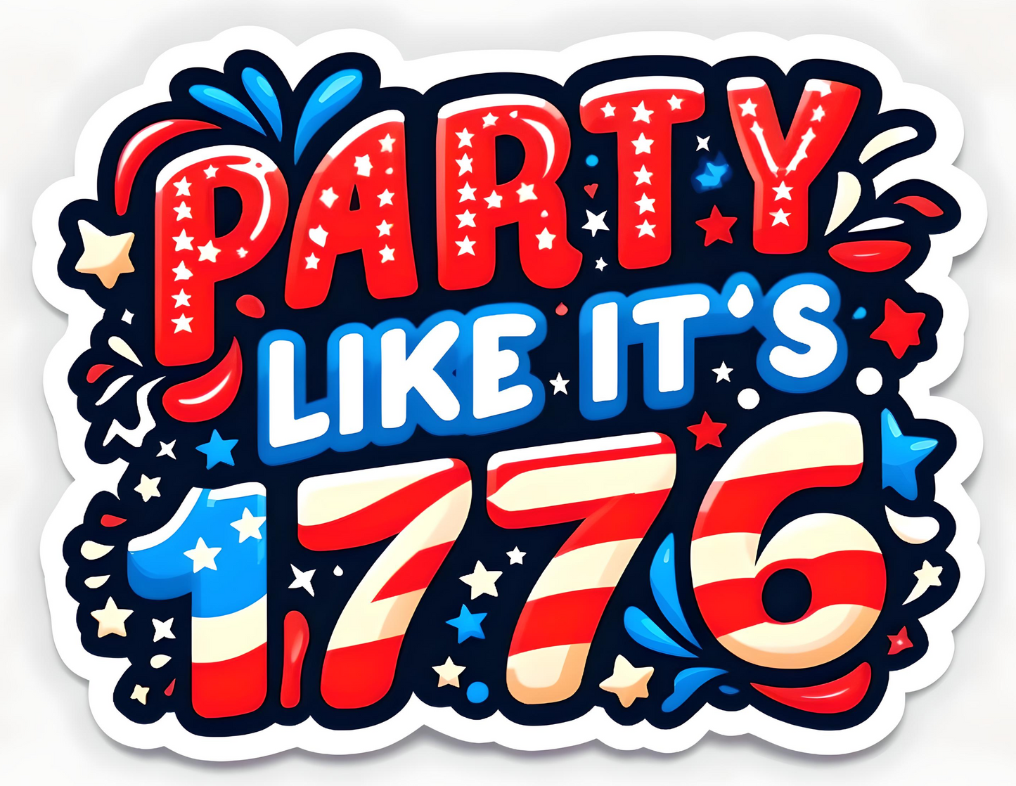 PARTY LIKE IT'S 1776 Stickers, Independence Day Stickers American Patriotic Stickers, 4th of July Decorations for Kids Adults, Fourth of July Stickers Vinyl Decals for Water Bottles
