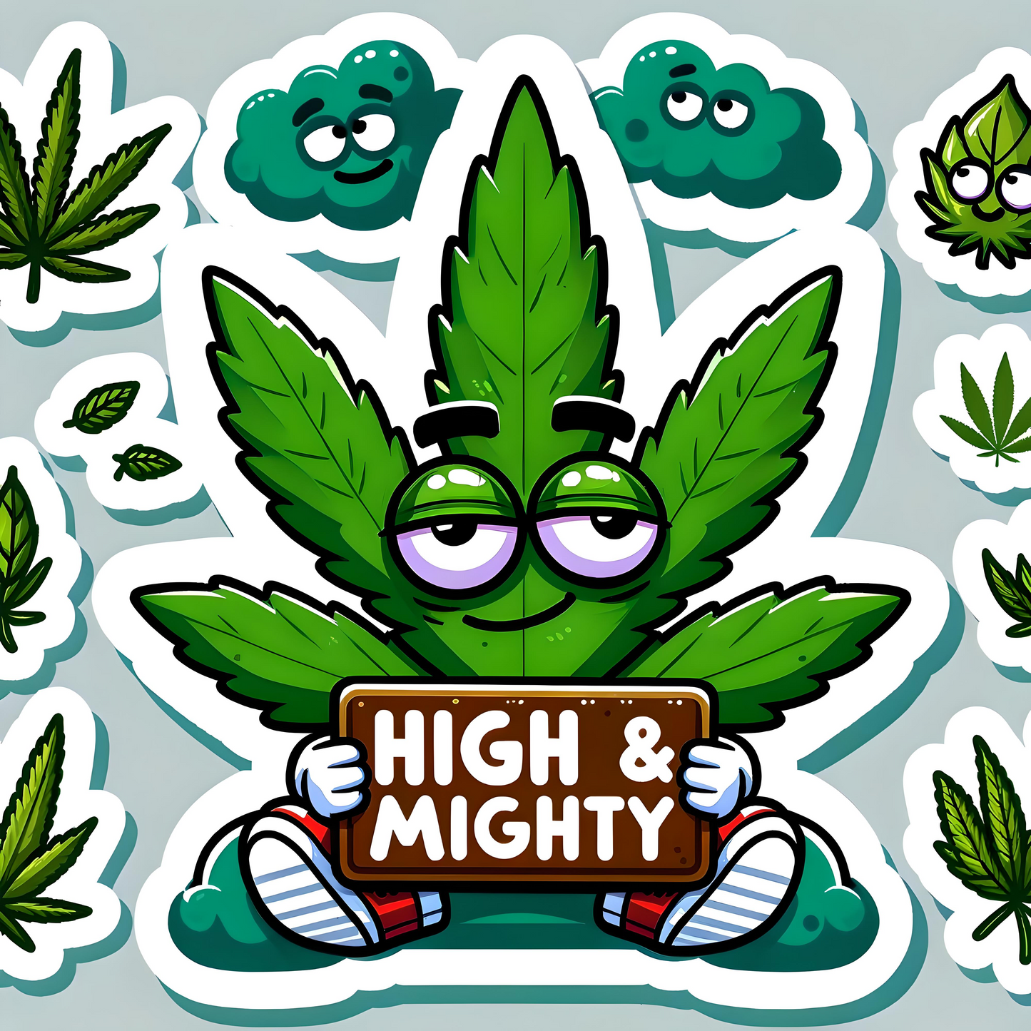HIGH & MIGHTY Weed Stickers Pack for Adults,Vinyl Waterproof Marijuana Sticker Decals for Skateboard Water Bottles