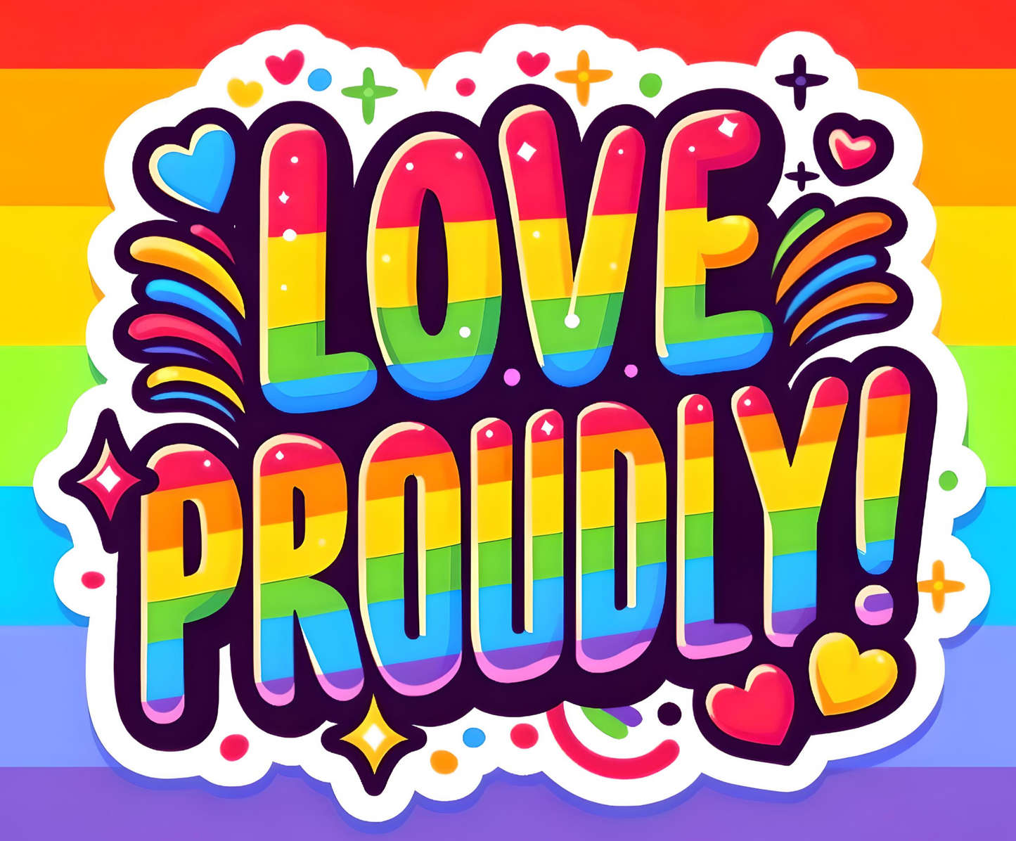 LOVE PROUDLY Stickers, LGBTQ Rainbow Stickers, Vinyl LGBT Gay Pride Stickers for Laptops, Water Bottles, Luggage, Scrapbooking