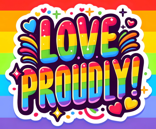 LOVE PROUDLY Stickers, LGBTQ Rainbow Stickers, Vinyl LGBT Gay Pride Stickers for Laptops, Water Bottles, Luggage, Scrapbooking