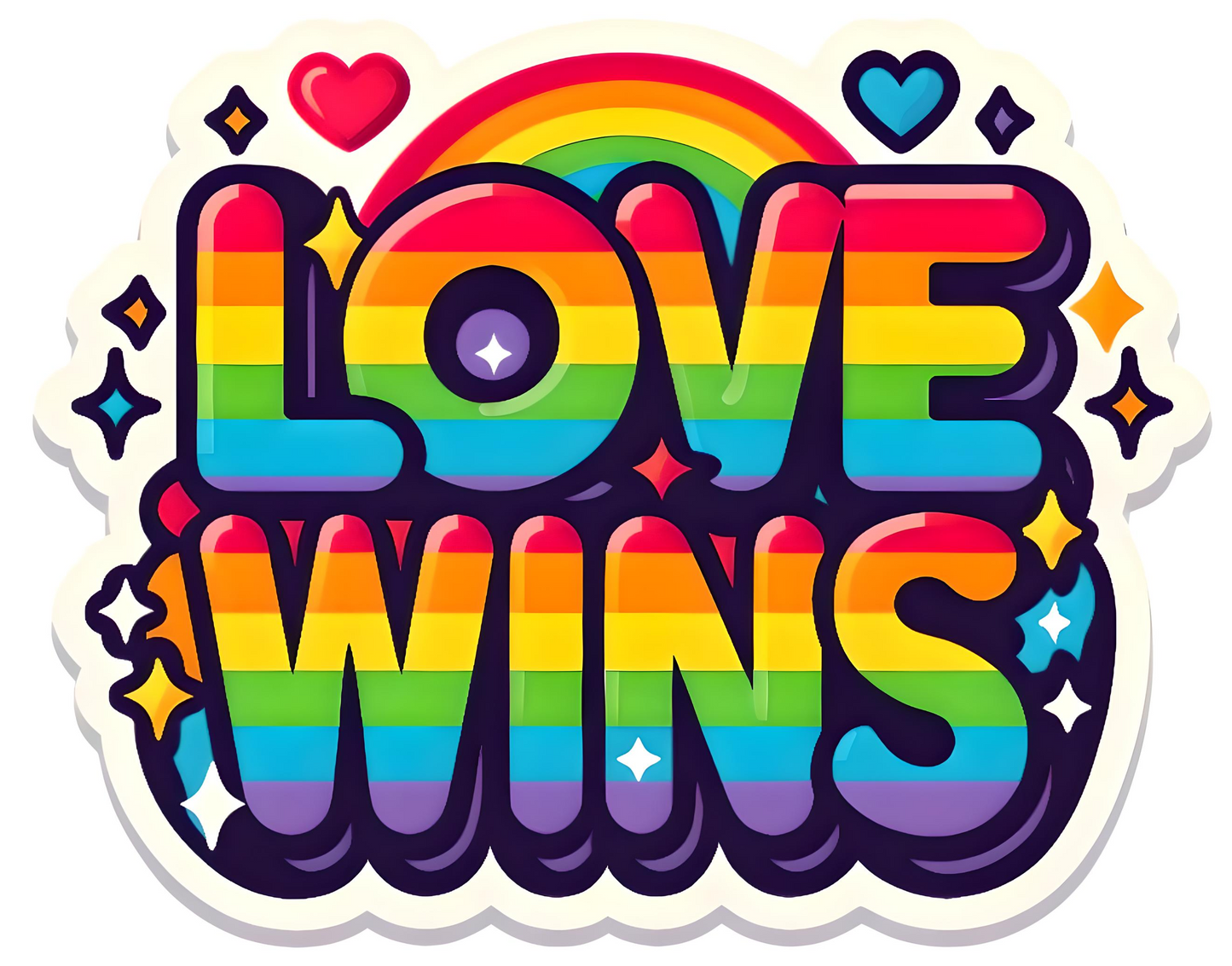 LOVE WINS Stickers, LGBTQ Rainbow Stickers, Vinyl LGBT Gay Pride Stickers for Laptops, Water Bottles, Luggage, Scrapbooking