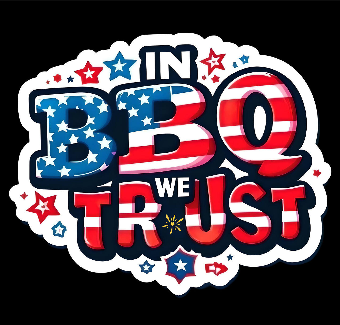 IN BBQ WE TRUST Stickers, Independence Day Stickers American Patriotic Stickers, 4th of July Decorations for Kids Adults, Fourth of July Stickers Vinyl Decals for Water Bottles