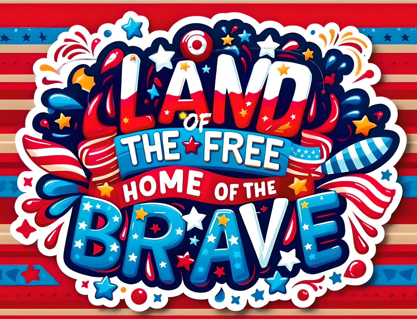 LAND OF THE FREE HOME OF THE BRAVE Stickers, Independence Day Stickers American Patriotic Stickers, 4th of July Decorations for Kids Adults, Fourth of July Stickers Vinyl Decals for Water Bottles