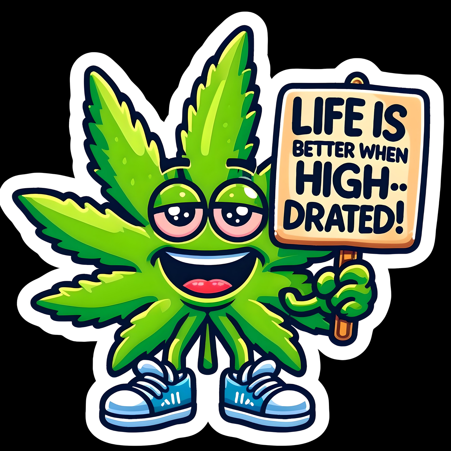 LIFE IS BETTER WHEN HIGH..DRATED! Weed Stickers Pack for Adults,Vinyl Waterproof Marijuana Sticker Decals for Skateboard Water Bottles