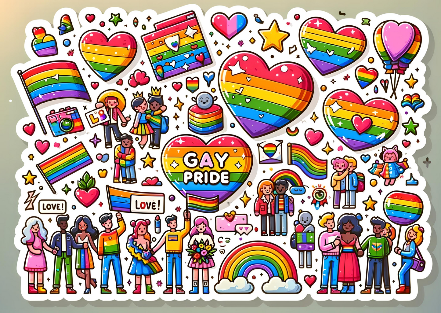 GAY PRIDE Stickers, LGBTQ Rainbow Stickers, Vinyl LGBT Gay Pride Stickers for Laptops, Water Bottles, Luggage, Scrapbooking