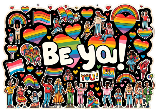 BE YOU! Stickers, LGBTQ Rainbow Stickers, Vinyl LGBT Gay Pride Stickers for Laptops, Water Bottles, Luggage, Scrapbooking