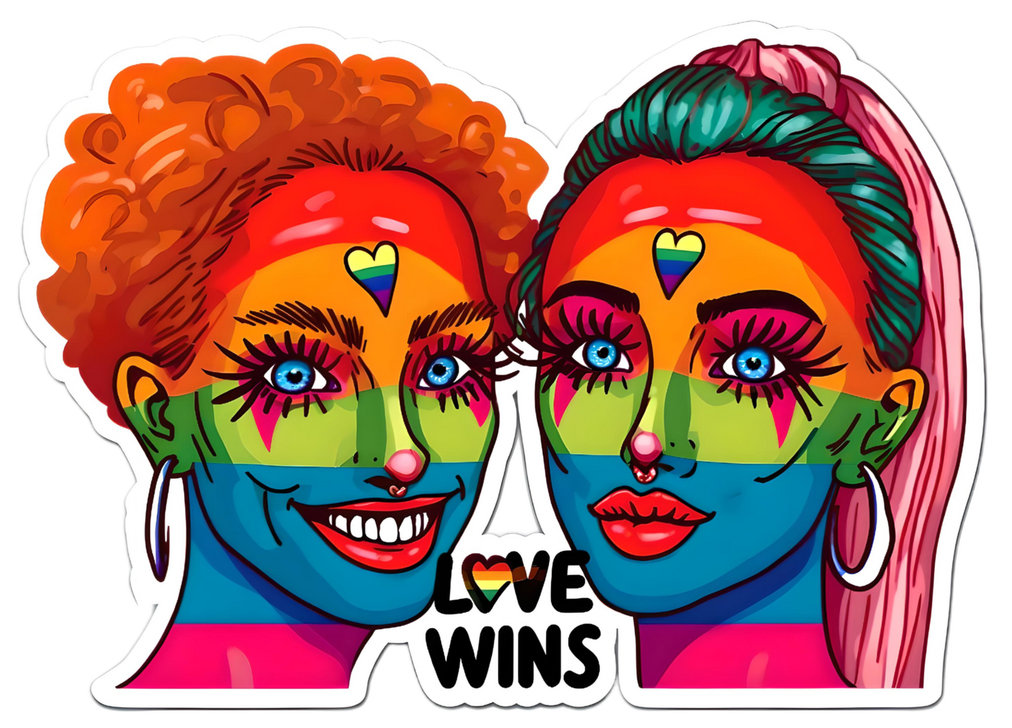 LOVE WINS Stickers, LGBTQ Rainbow Stickers, Vinyl LGBT Gay Pride Stickers for Laptops, Water Bottles, Luggage, Scrapbooking