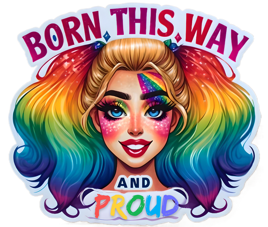 BORN THIS WAY & PROUD Stickers, LGBTQ Rainbow Stickers, Vinyl LGBT Gay Pride Stickers for Laptops, Water Bottles, Luggage, Scrapbooking