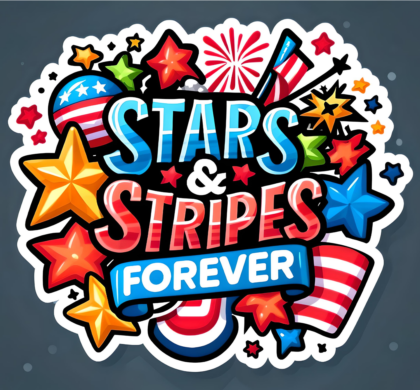 STARS & STRIPES FOREVER Stickers, Independence Day Stickers American Patriotic Stickers, 4th of July Decorations for Kids Adults, Fourth of July Stickers Vinyl Decals for Water Bottles
