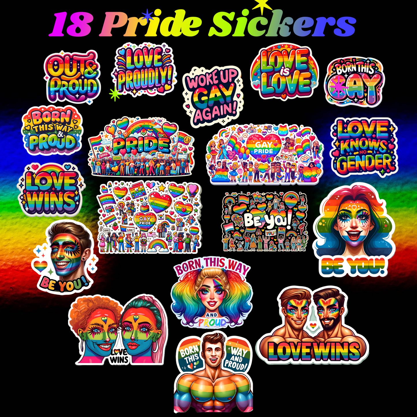 Gay Pride & 4th of July Stickers for Laptops, Water Bottles, Luggage, Scrapbooking