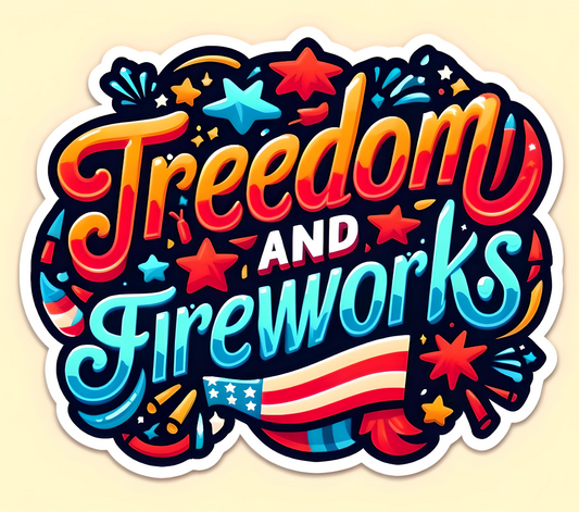 FREEDOM AND FIREWORKS Stickers, Independence Day Stickers American Patriotic Stickers, 4th of July Decorations for Kids Adults, Fourth of July Stickers Vinyl Decals for Water Bottles