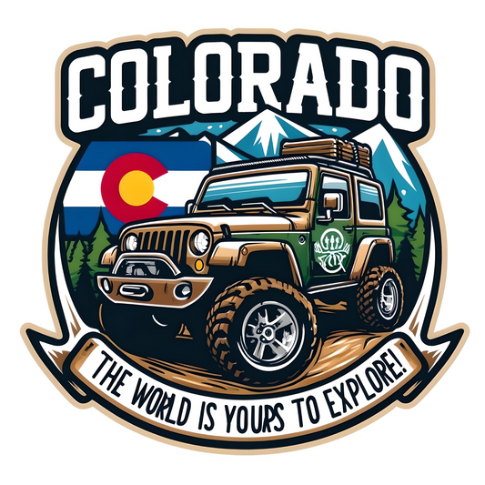 COLORADO THE WORLD IS YOURS TO EXPLORE Camping Stickers,Waterproof Outdoor Hiking Adventure Stickers for Water bottles,laptop,Car,Luggage,Vinyl Nature Travel Stickers for Camper,Adults,Teens,Boys