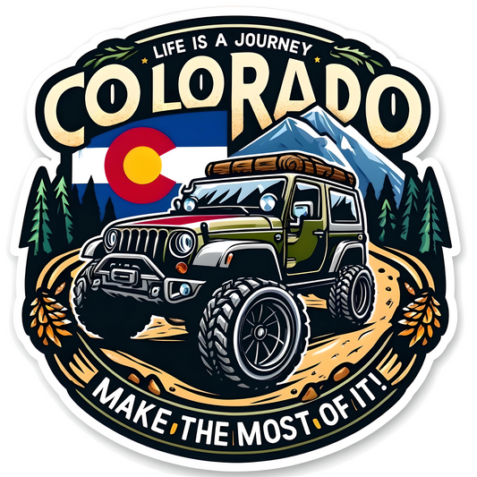 COLORADO LIFE IS A JOURNEY, MAKE THE MOST OF IT Camping Stickers,Waterproof Outdoor Hiking Adventure Stickers for Water bottles,laptop,Car,Luggage,Vinyl Nature Travel Stickers for Camper,Adults,Teens,Boys