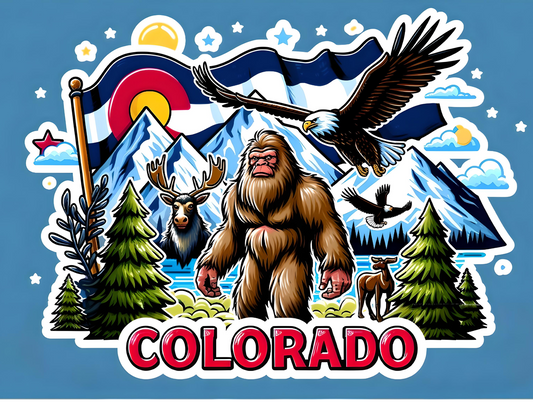 COLORADO BIGFOOT & ANIMALS Camping Stickers,Waterproof Outdoor Hiking Adventure Stickers for Water bottles,laptop,Car,Luggage,Vinyl Nature Travel Stickers for Camper,Adults,Teens,Boys