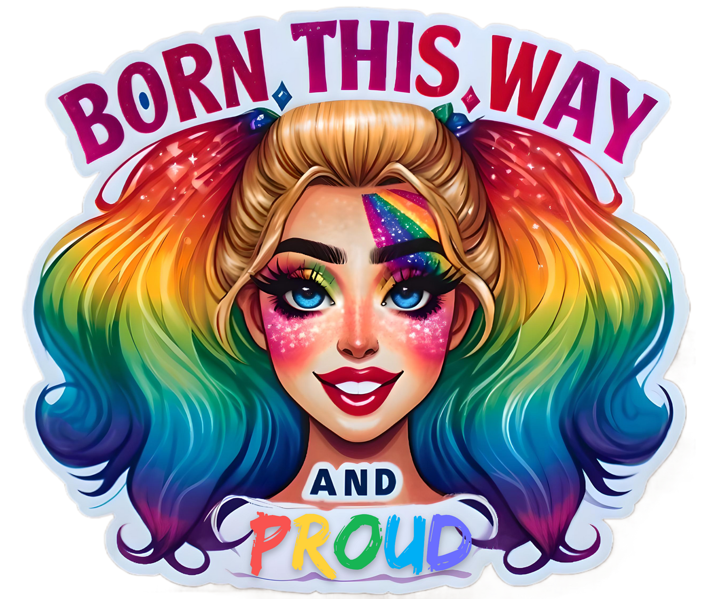 BORN THIS WAY & PROUD Stickers, LGBTQ Rainbow Stickers, Vinyl LGBT Gay Pride Stickers for Laptops, Water Bottles, Luggage, Scrapbooking