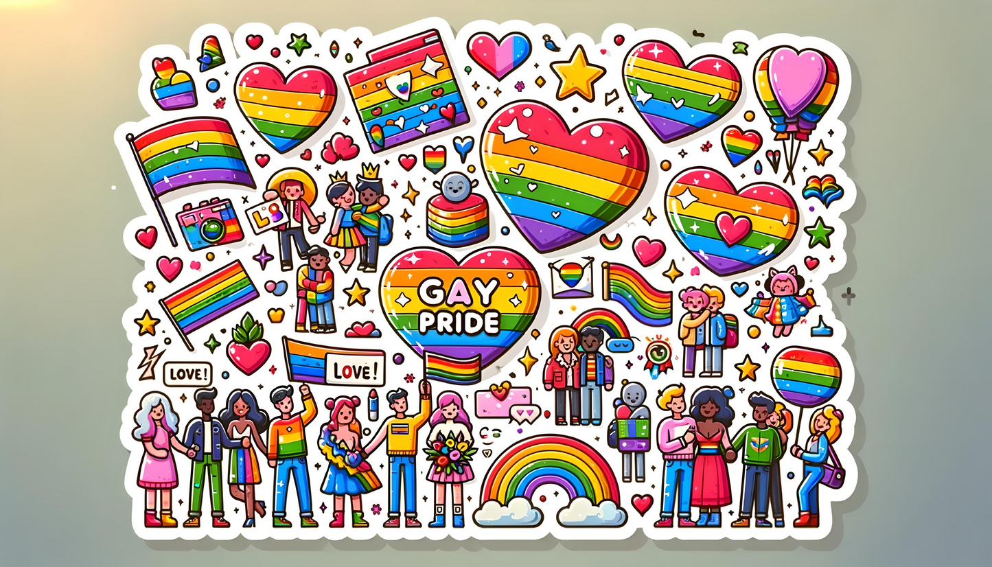 18 Gay Pride Stickers, LGBTQ Rainbow Stickers, Vinyl LGBT Gay Pride Stickers for Laptops, Water Bottles, Luggage, Scrapbooking