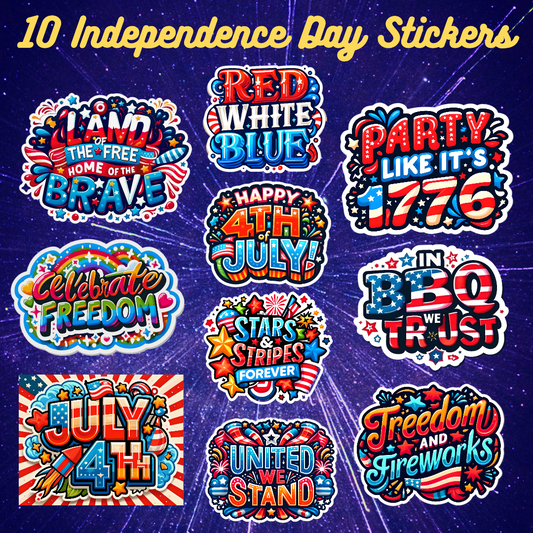 10 PCS 4th of July Stickers Patriotic Stickers Vinyl Water-Repellent Memorial Day Decals for Laptop Water Bottle Decorations Independence Day Decorations